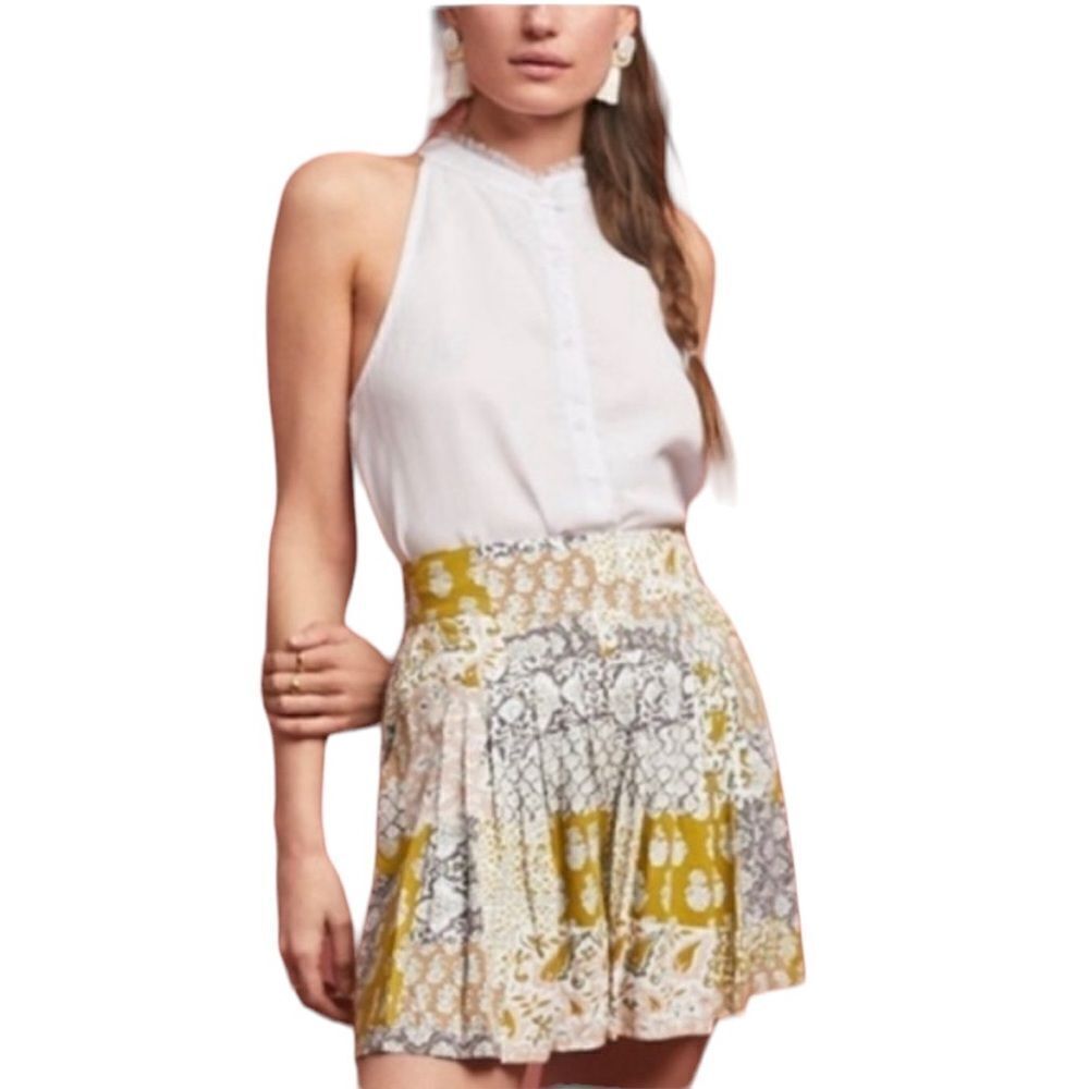 Anthropologie Maeve patchwork multicolor high rise shorts size medium